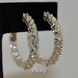 2.50 Ct Round Cut Simulated Diamond Huggie Hoop Earrings 14k White Gold Plated