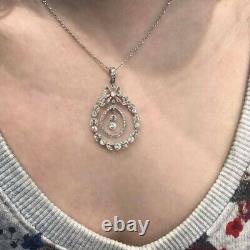 2.50 Ct Simulated Diamond Drop Gorgeous Pendant 14K White Gold Plated 18Chain