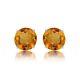 2.60 Ct Simulated Round Citrine Stud Earrings Sterling Silver Prong Set