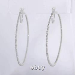 2.6 Ct Simulated Diamond Hoop Wedding Engagement Earrings 14K White Gold Finish
