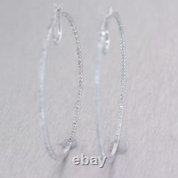 2.6 Ct Simulated Diamond Hoop Wedding Engagement Earrings 14K White Gold Finish