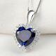 2 Ct Heart Cut Simulated Sapphire Women Fancy Pendant Gift 14k White Gold Plated