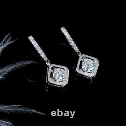 2. Ct Lab-Created Diamond Engagement Dangle Drop Earrings 14K White Gold Finish
