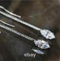 2 Ct Marquise Cut VVS1/D Diamond Drop & Dangle Earrings 14K White Gold Finish