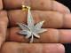 2 Ct Round Cut Diamond Marijuana Weed Leaf Pendant With Chain Yellow Gold Finish