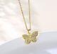 2 Ct Round Cut Lab Created Butterfly Pendant With Chain 14k Yellow Gold Finish