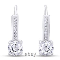 2 Ct Round Cut Lab Created Moissanite Diamond Drop Earrings 925 Sterling Silver
