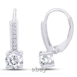 2 Ct Round Cut Lab Created Moissanite Diamond Drop Earrings 925 Sterling Silver