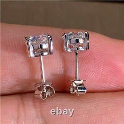 2 Ct Round Cut Moissanite Women's Solitaire Stud Earrings 14K White Gold Plated