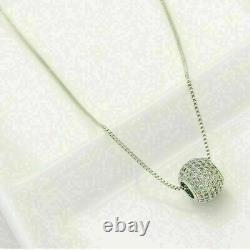 2 Ct Round Cut Simulated Diamond Cluster Pendant 14K White Gold Plated W Chain