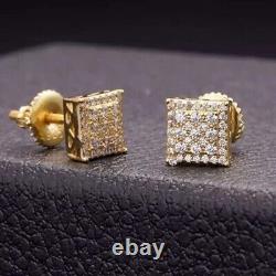 2 Ct Round Cut Simulated Diamond Cluster Stud Earrings In 14k Yellow Gold Plated