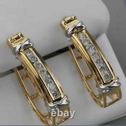 2 Ct Round Cut Simulated Diamond Women's Hoop Earrings In 14k Yellow Gold Plated