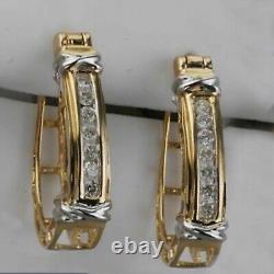 2 Ct Round Cut Simulated Diamond Women's Hoop Earrings In 14k Yellow Gold Plated