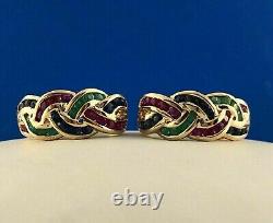 2 Ct Round Cut Simulated Multicolor Huggie Hoop Earrings 14k Yellow Gold Plated