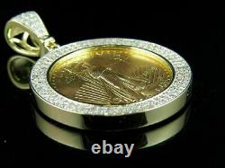 2 Ct Round Lab Created Diamond LADY LIBERTY COIN Pendant 14k Yellow Gold Finish