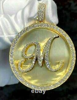 2 Ct Round Simulated Diamond Customized Letter Pendant 925 Silver Gold Plated Fn