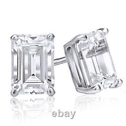 2 Ct Solitaire Stud Earrings Emerald Simulated Diamond 10K White Gold