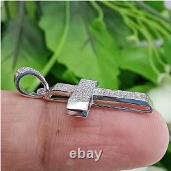 2 TCW Round Cut White Moissanite Cross Pendant For Christmas 925 Sterling Silver