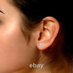 2ct Simulated Princess Diamond Stud Earrings Solid 14k Yellow Gold