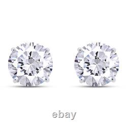 2ct Simulated Round Diamond Unisex Solitaire Stud Earrings 10k White Gold