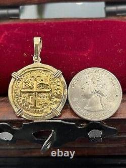 30MM Atocha Coin Charm Pendant Without Stone 14K Yellow Gold Plated Silver