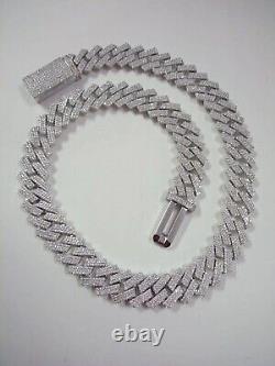 30ct Certified VVS1 Moissanite 18mm x 22 inch Cuban Necklace 925 Sterling Silver