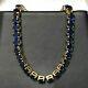 32.11 Ct Round Cut Simulated Sapphire Tennis Necklace Gold Plated 925 Silver