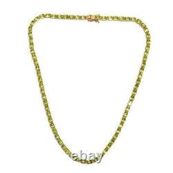 32.60CT Oval Cut Simulated Peridot Gold Plated 925 Silver Exclusive Necklace