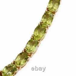 32.60CT Oval Cut Simulated Peridot Gold Plated 925 Silver Exclusive Necklace
