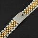 33ct Round Moissanite Watch Band Link Bracelet 925 2tone Sterling Silver 22mmx8