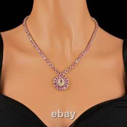 38.29CT Oval Cut Simulated Sapphire Necklace Gold Plated 925 Silver