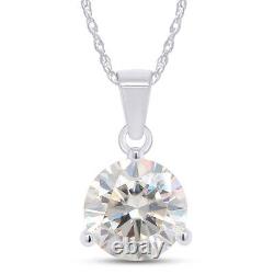 3CT Moissanite Pendant Necklace 18K White Gold Plated Silver D Color Ideal Cut