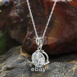 3CT Moissanite Pendant Necklace 18K White Gold Plated Silver D Color Ideal Cut