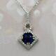 3ct Round Cut Blue Sapphire Simulated Pendant 14k White Gold Plated Silver