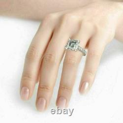 3Ct Asscher Diamond Lab Created Engagement Ring 14K White Gold Plated