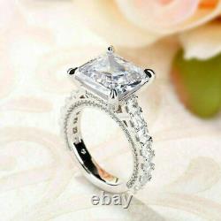 3Ct Asscher Diamond Lab Created Engagement Ring 14K White Gold Plated