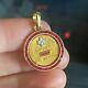 3ct Baguette Lab Created Ruby Border Augis Medal Pendant 14k Yellow Gold Plated
