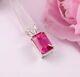3ct Emerald Cut Lab Created Pink Sapphire Women's Pendant 14k White Gold Plated