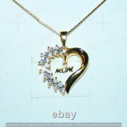 3Ct Marquise Simulated Diamond Mom Heart Love Pendant 925 Silver Gold Plated