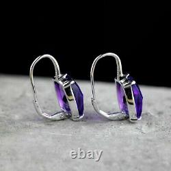 3Ct Oval Cut Purple Amethyst Drop & Dangle Women's Earring 14k White Gold Finish