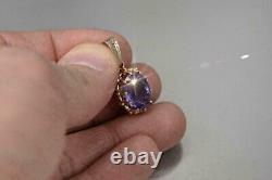 3Ct Oval Cut Simulated Alexandrite Pendant 14K Rose Gold plated 18 Free Chain
