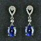 3ct Oval Cut Simulated Blue Sapphire Drop Lovely Earrings 14k White Gold Plated