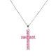 3ct Princess Cut Simulated Pink Sapphire Cross Pendent In 14k White Gold Plated