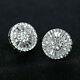 3ct Round Cut Lab-created Diamond Cluster Stud Earrings 14k White Gold Finish