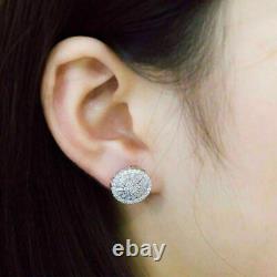 3Ct Round Cut Lab-Created Diamond Cluster Stud Earrings 14K White Gold Finish