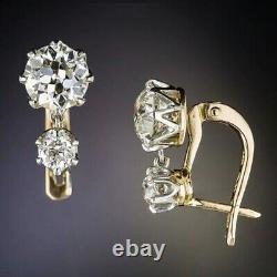 3Ct Round Cut Lab Created Diamond Drop Dangle Earrings 14K Yellow Gold Plated