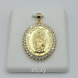 3Ct Round Cut Lab Created Lady of Guadalupe Pendant Chain 14k Yellow Gold Finish