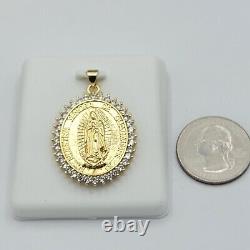 3Ct Round Cut Lab Created Lady of Guadalupe Pendant Chain 14k Yellow Gold Finish