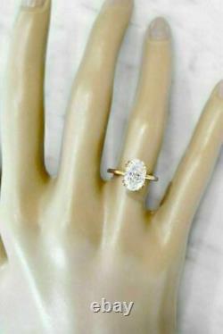 3.00Ct Oval Cut VVS1/D Diamond Solitaire Engagement Ring 14K Yellow Gold Finish