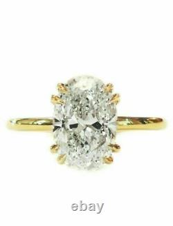3.00Ct Oval Cut VVS1/D Diamond Solitaire Engagement Ring 14K Yellow Gold Finish